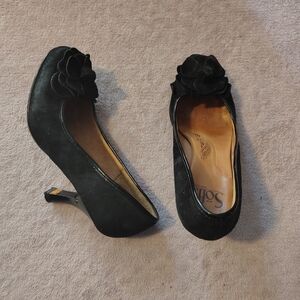 Sofft Black Heels with Floral Detail